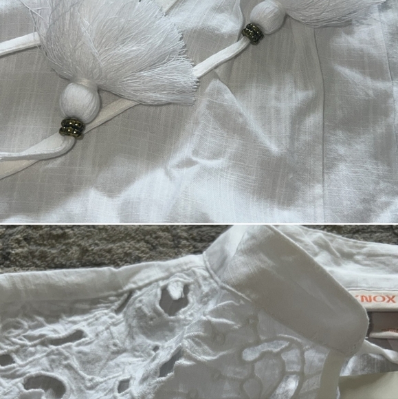 Knox Rose women's XL white boho blouse short sleeve eyelet NWT - Picture 2 of 6